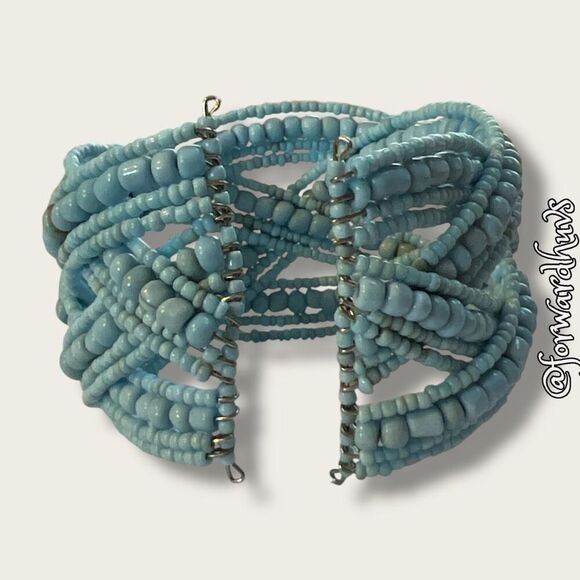 Bundle Sale 3 for $15 | Handcrafted Baby Blue Seed Bead Bracelet - Picture 4 of 7